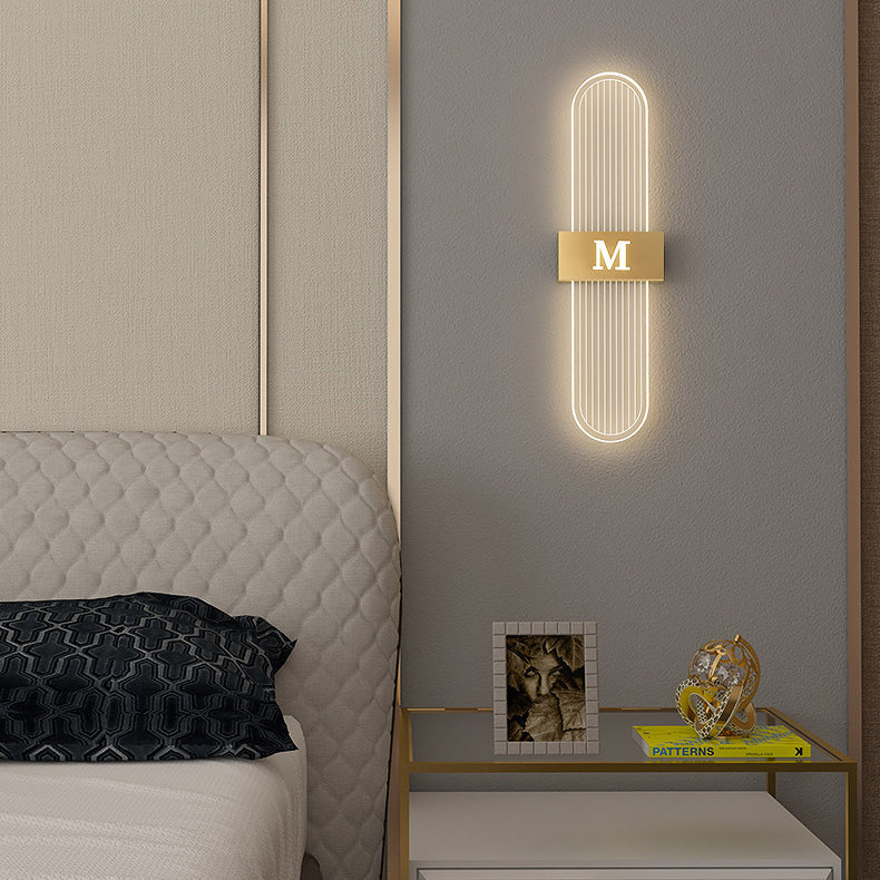 Moderne Luxus Eisen Acrylic Elliptische Streifen Spitz LED Wandleuchte für das Wohnzimmer