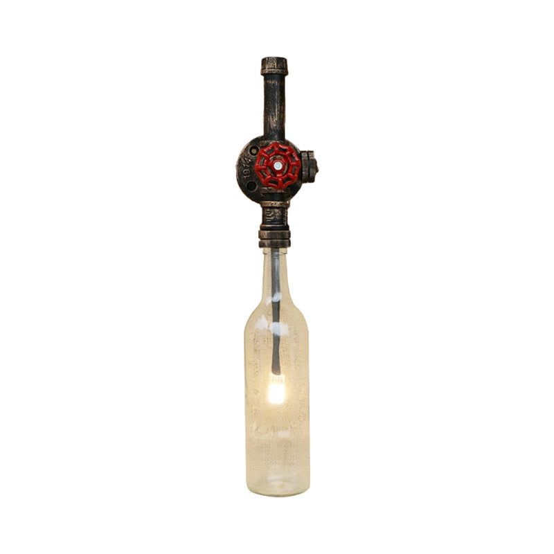 Glas Weinflasche Wandbeleuchtung Rustikal Industrie 1 Licht Restaurant Blau/Klar Wand sconces Licht mit rohem Ventil