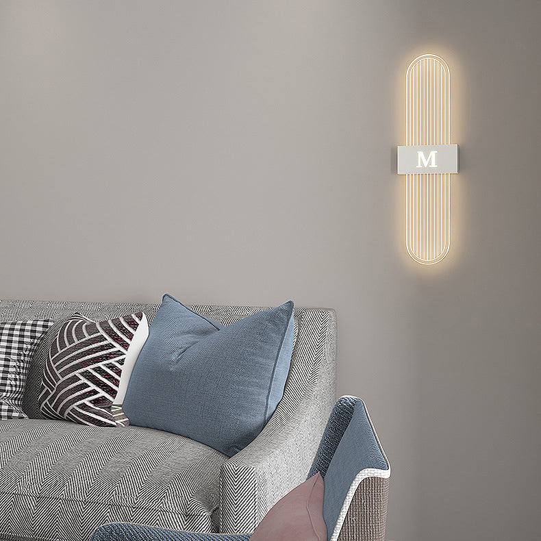 Moderne Luxus Eisen Acrylic Elliptische Streifen Spitz LED Wandleuchte für das Wohnzimmer