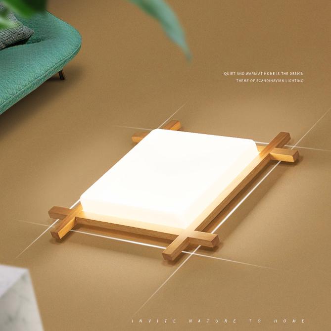 Massive Holz Quadrat Japanische Tatami LED Deckenleuchte