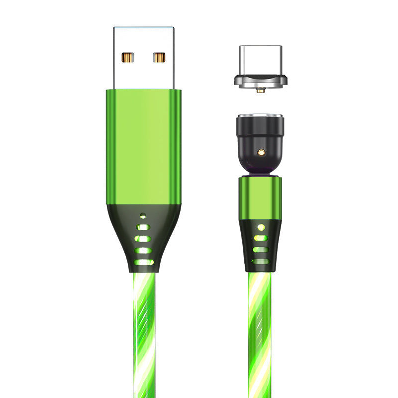 540 Rotate Luminous Magnetkabel 3A Schnellladekabel für Mobiltelefone für LED Micro USB Typ C für I-Telefonkabel