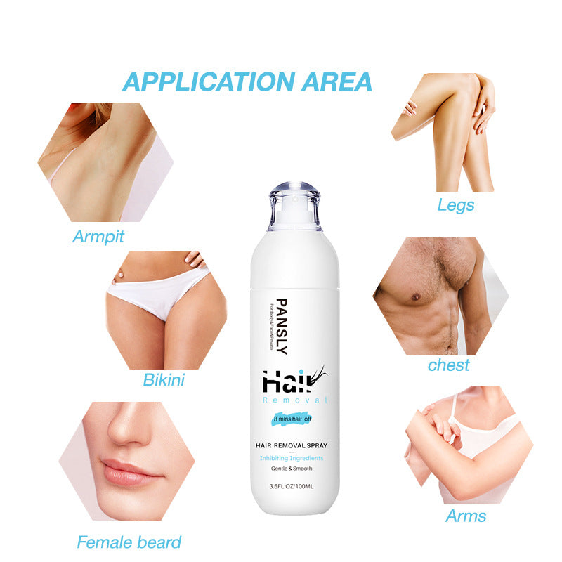 PANSLY Haarentfernung, 100 ml, sanftes Spray, Körperpflegecreme für Achseln und Beine