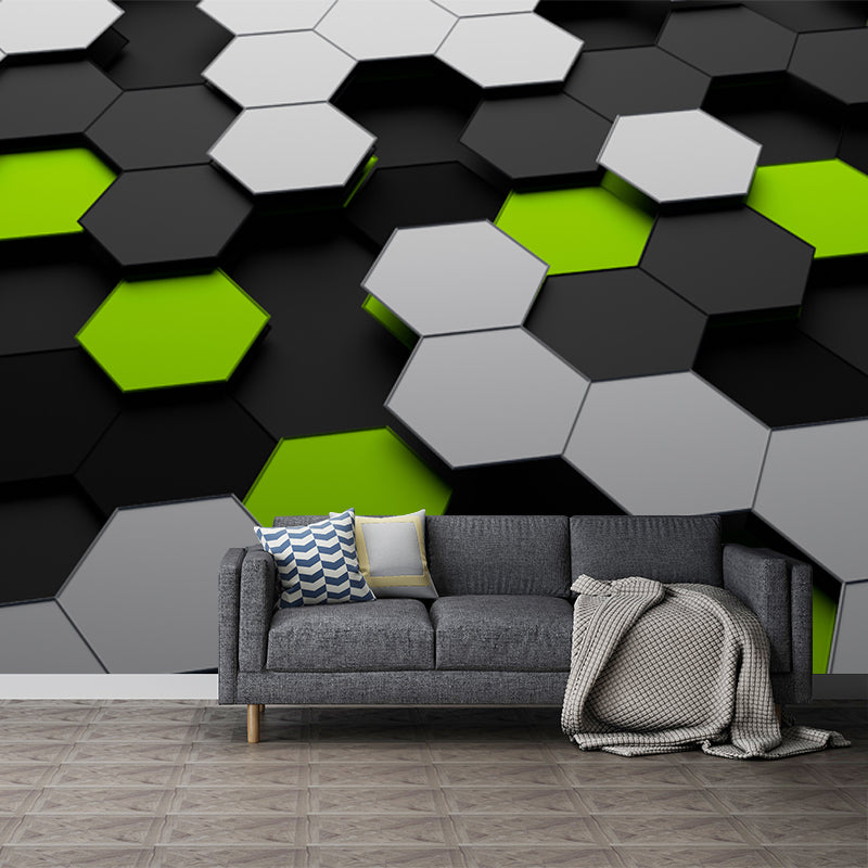 Sandsberg | Nieuwigheid 3D Illusie Honingraat Muurschildering Donkere Kleur Woonkamer Wandkunst, Aangepaste Maat