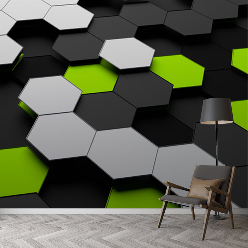 Sandsberg | Nieuwigheid 3D Illusie Honingraat Muurschildering Donkere Kleur Woonkamer Wandkunst, Aangepaste Maat