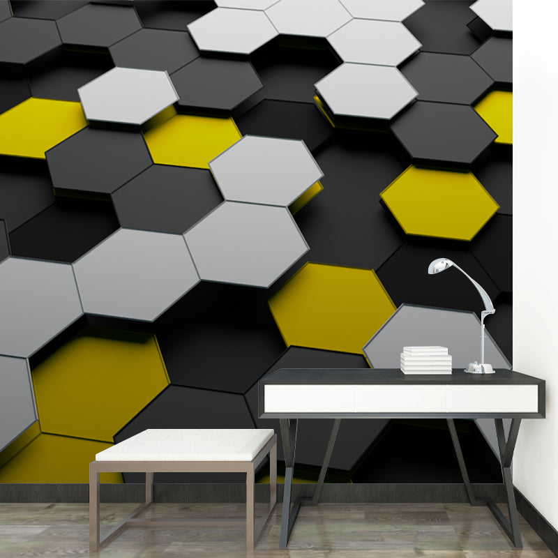 Sandsberg | Nieuwigheid 3D Illusie Honingraat Muurschildering Donkere Kleur Woonkamer Wandkunst, Aangepaste Maat