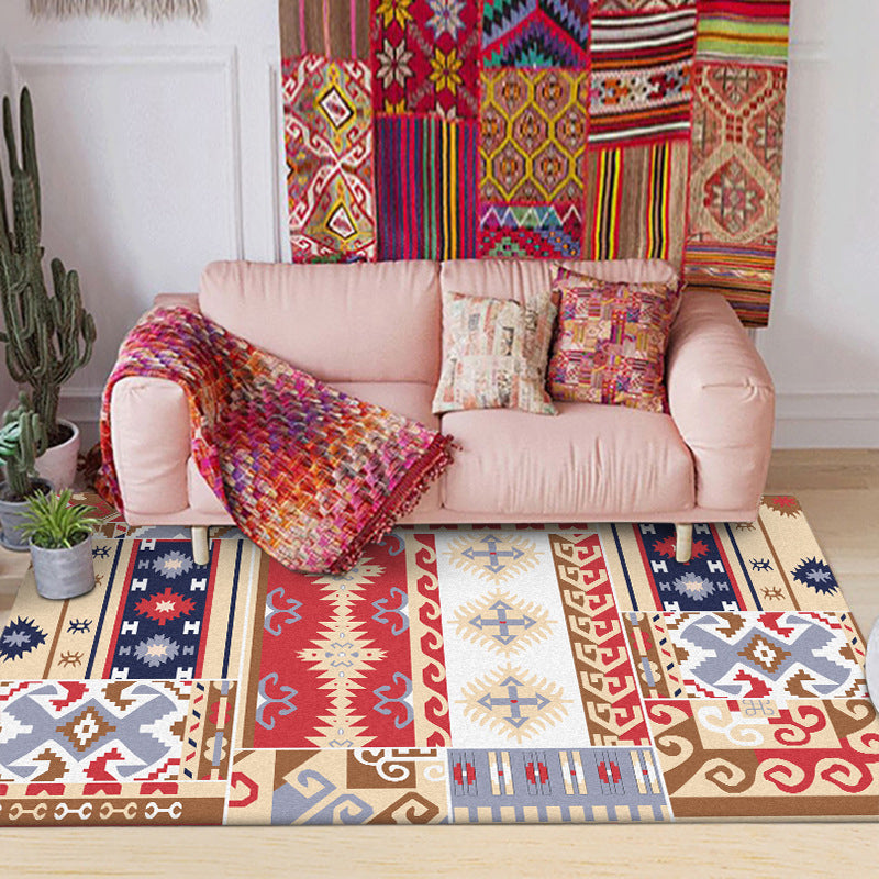 Sandsberg | Americana Southwestern Teppich in Rot und Braun Tribal Geometrie Muster Teppich Polyester Waschbar Teppich für Wohnkultur