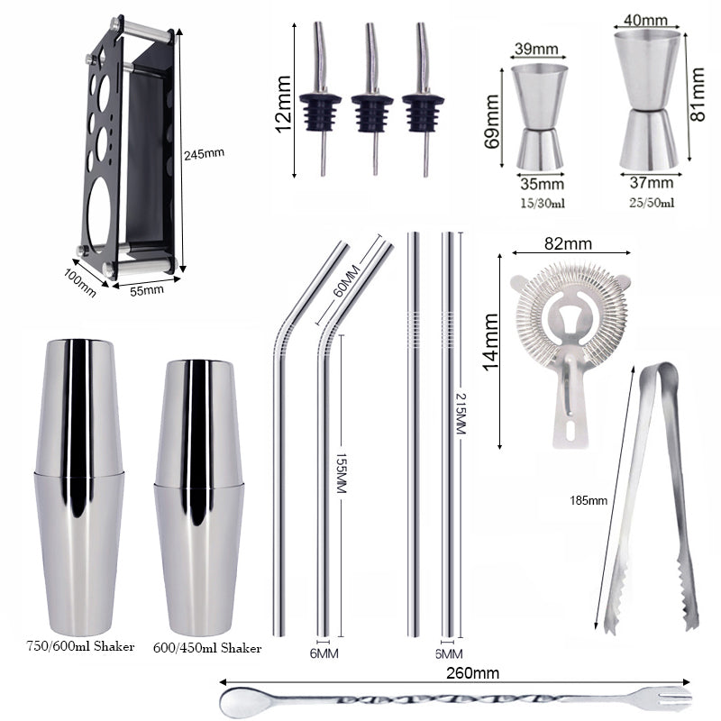 15 Stück Cocktail Shaker Edelstahl Wein Shaker Mixer Bar