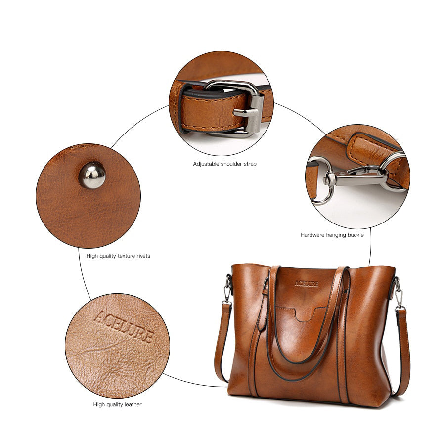 Damen Leder Luxus Schultertasche