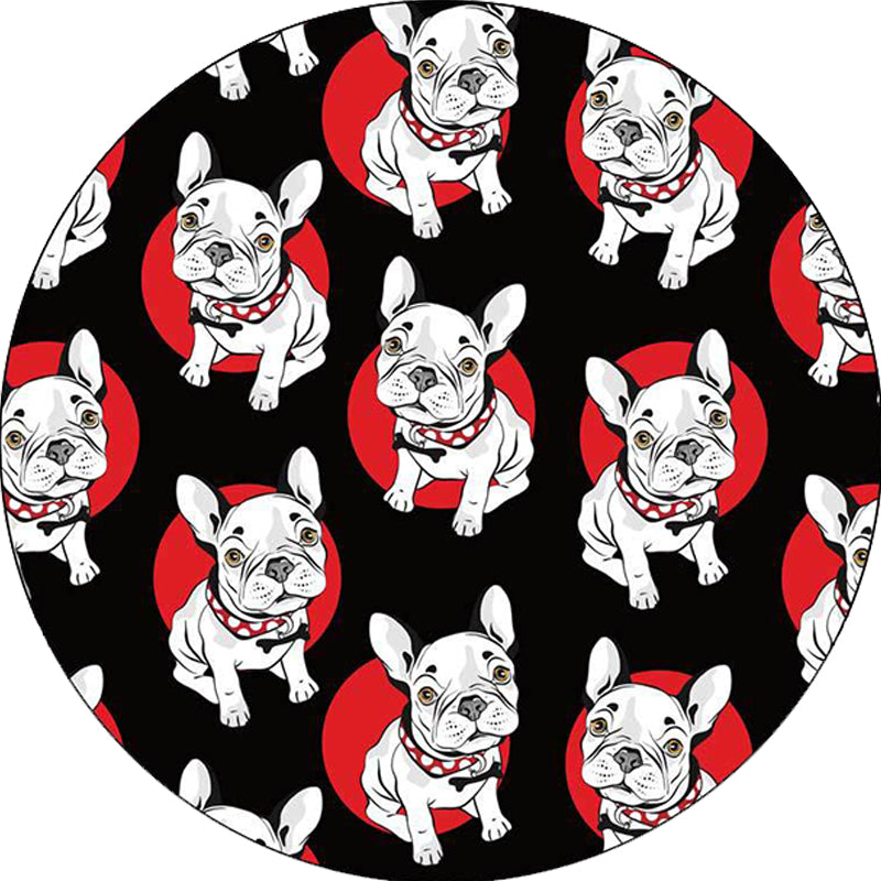 Schwarzer Kinderzimmerteppich Kinder Tier Hundemuster Teppich Polyester Rutschsicherer Rücken Teppich