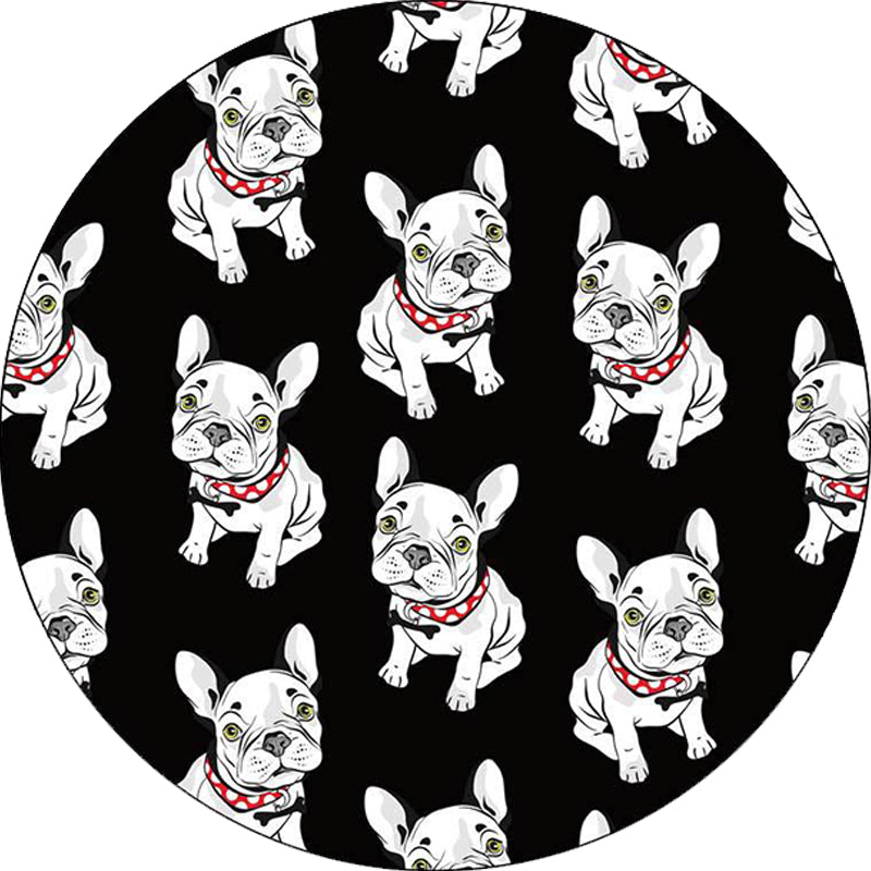 Schwarzer Kinderzimmerteppich Kinder Tier Hundemuster Teppich Polyester Rutschsicherer Rücken Teppich