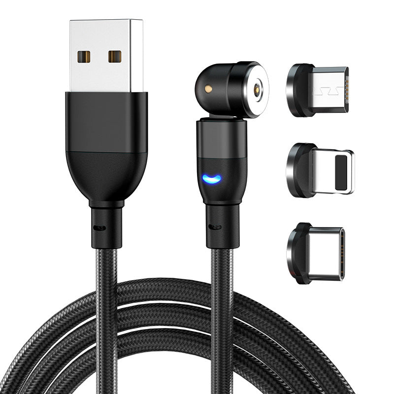 Datenkabel 540 Grad Blindabsaugung Rundes magnetisches Ladekabel Drei-in-eins gebogenes magnetisches Kabel
