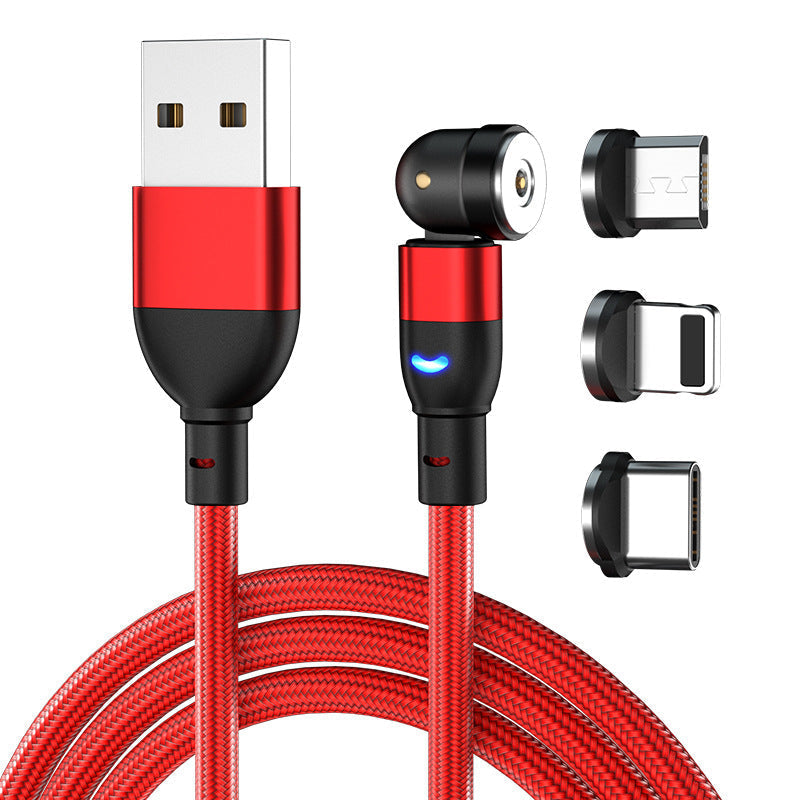 Datenkabel 540 Grad Blindabsaugung Rundes magnetisches Ladekabel Drei-in-eins gebogenes magnetisches Kabel
