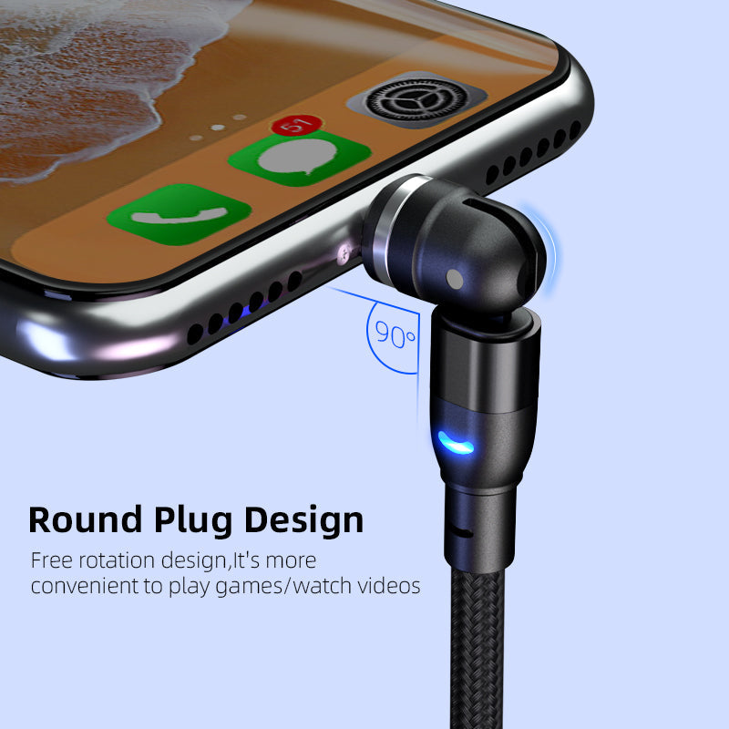 Datenkabel 540 Grad Blindabsaugung Rundes magnetisches Ladekabel Drei-in-eins gebogenes magnetisches Kabel
