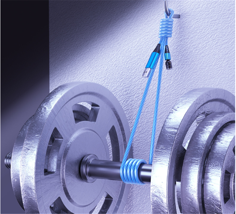 540 Rotate Luminous Magnetkabel 3A Schnellladekabel für Mobiltelefone für LED Micro USB Typ C für I-Telefonkabel