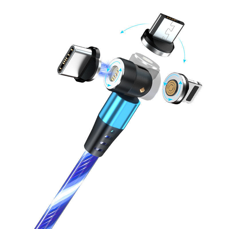 540 Rotate Luminous Magnetkabel 3A Schnellladekabel für Mobiltelefone für LED Micro USB Typ C für I-Telefonkabel