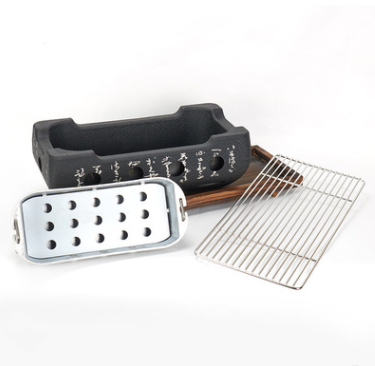 Japanischer Mini-Grill, rauchfreier Haushaltsgrill, Holzkohlegrill für den Innenbereich, Wildgrill-Werkzeug, komplettes Set