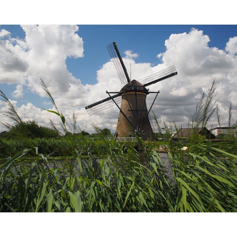 Sandsberg | Volledige Maat Fotografie Moderne Muurschildering Behang met Lente Windmolen Landschap in Blauw