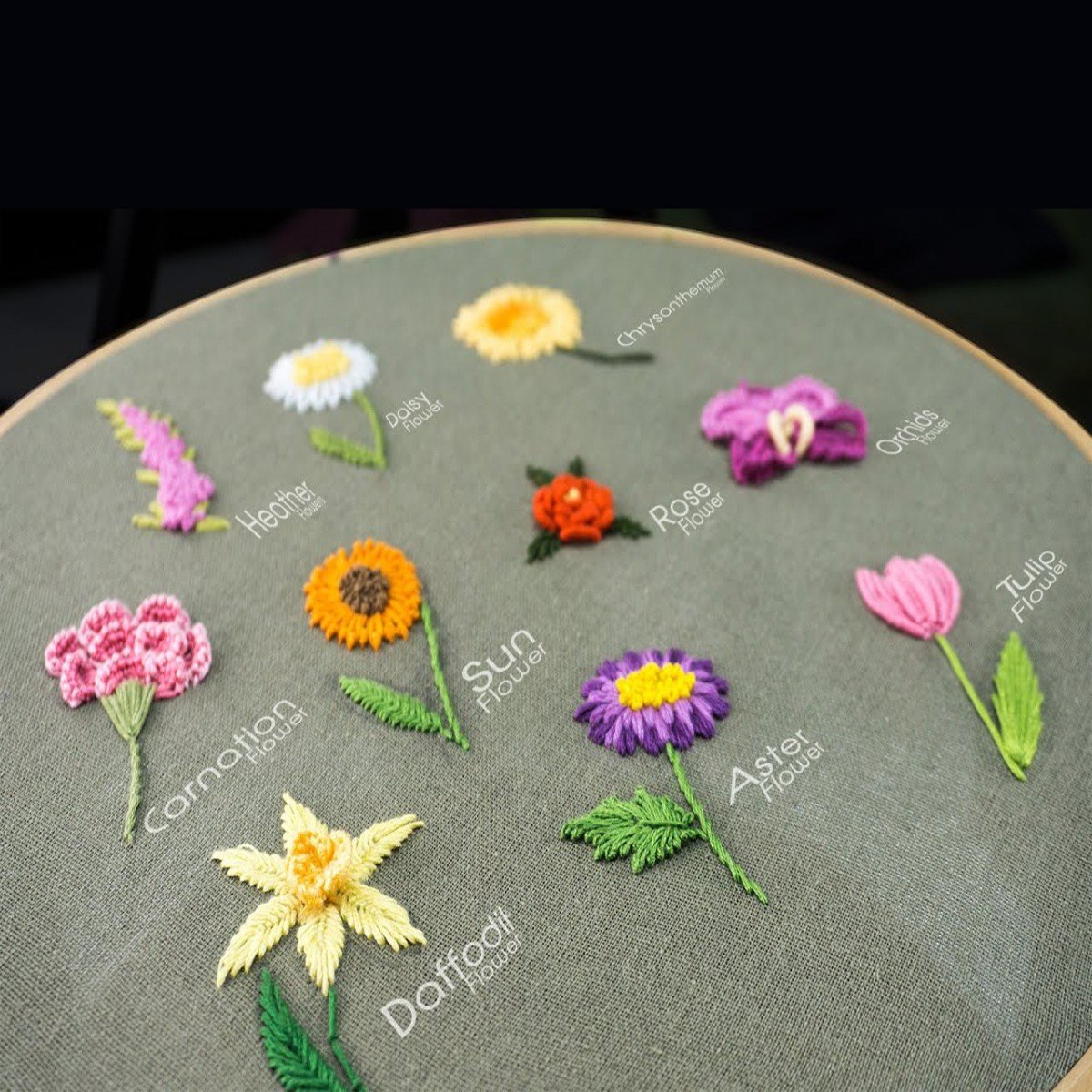 Perfektes Geschenk - Stickrahmen Blumen-Kit für Anfänger