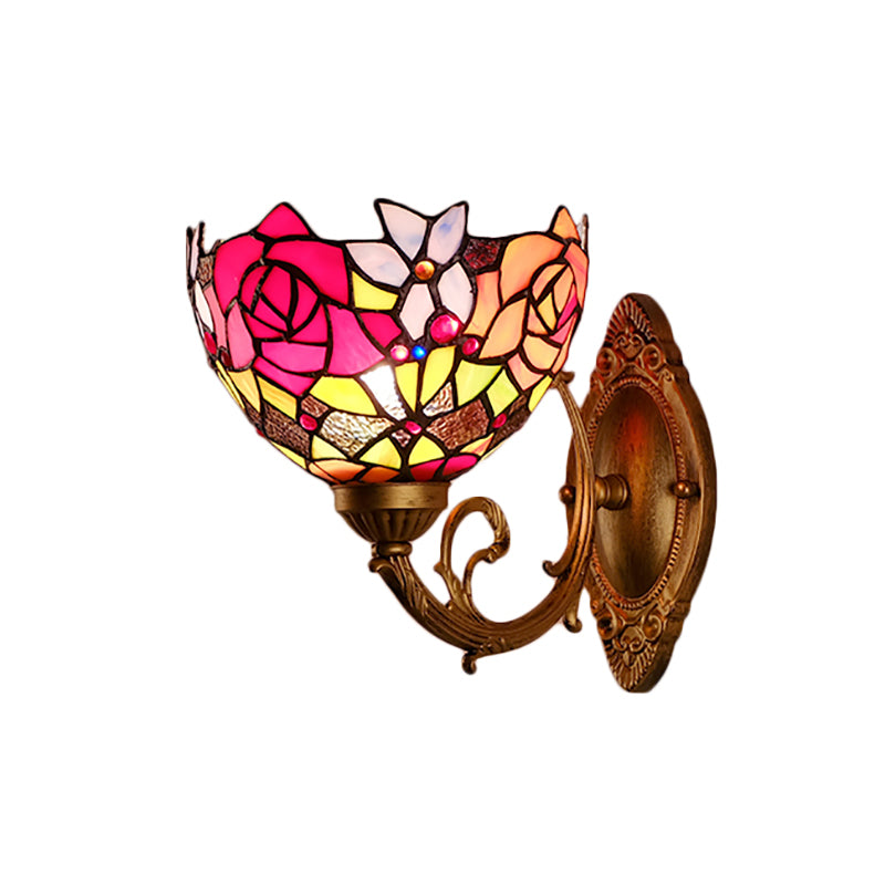 Lodge Flower Wandlampe mit gebogenem Arm 1 Licht Mini Wandbeleuchtung für das Wohnzimmer