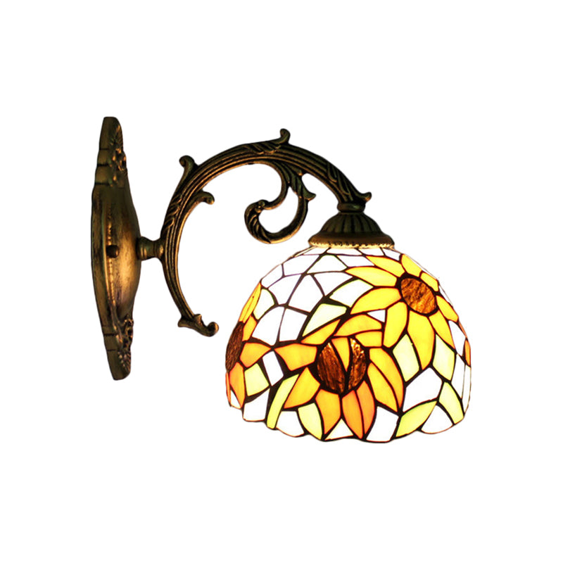 Lodge Flower Wandlampe mit gebogenem Arm 1 Licht Mini Wandbeleuchtung für das Wohnzimmer
