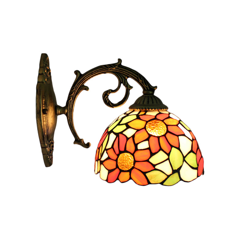 Lodge Flower Wandlampe mit gebogenem Arm 1 Licht Mini Wandbeleuchtung für das Wohnzimmer