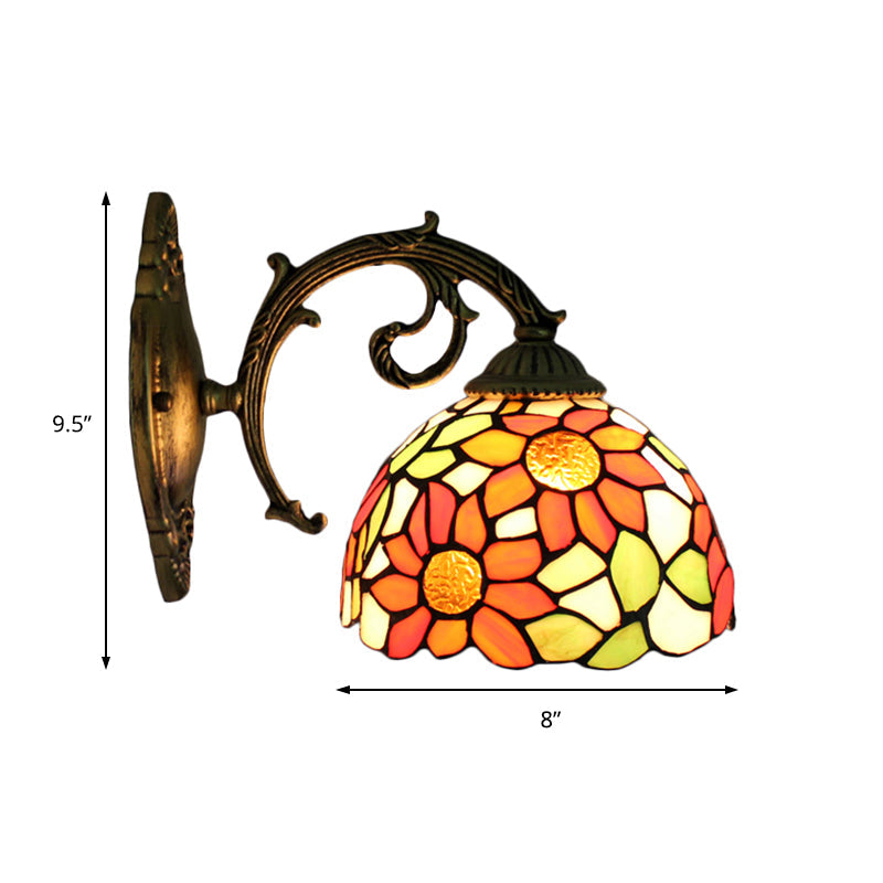 Lodge Flower Wandlampe mit gebogenem Arm 1 Licht Mini Wandbeleuchtung für das Wohnzimmer