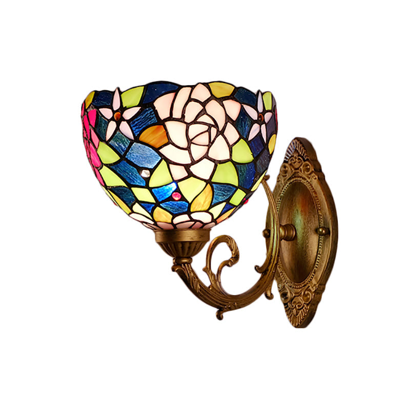 Lodge Flower Wandlampe mit gebogenem Arm 1 Licht Mini Wandbeleuchtung für das Wohnzimmer