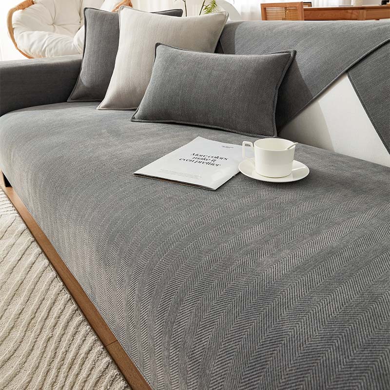 Fischgräten-Chenille Stoff Möbelschutz, Sofa Abdeckung