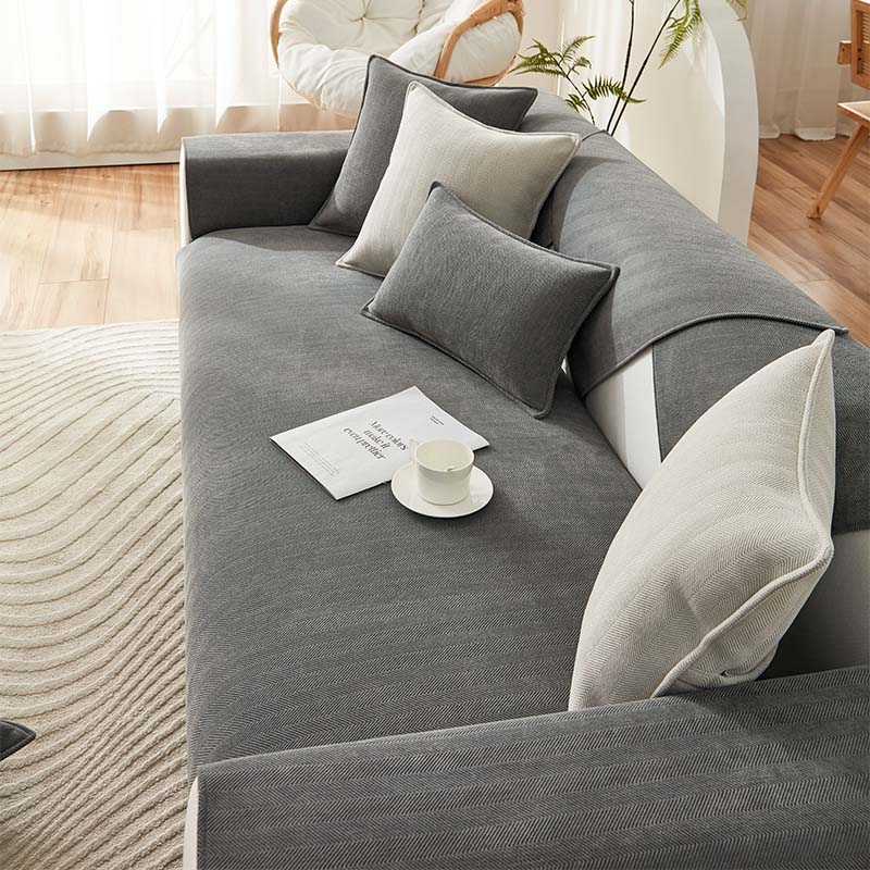 Fischgräten-Chenille Stoff Möbelschutz, Sofa Abdeckung
