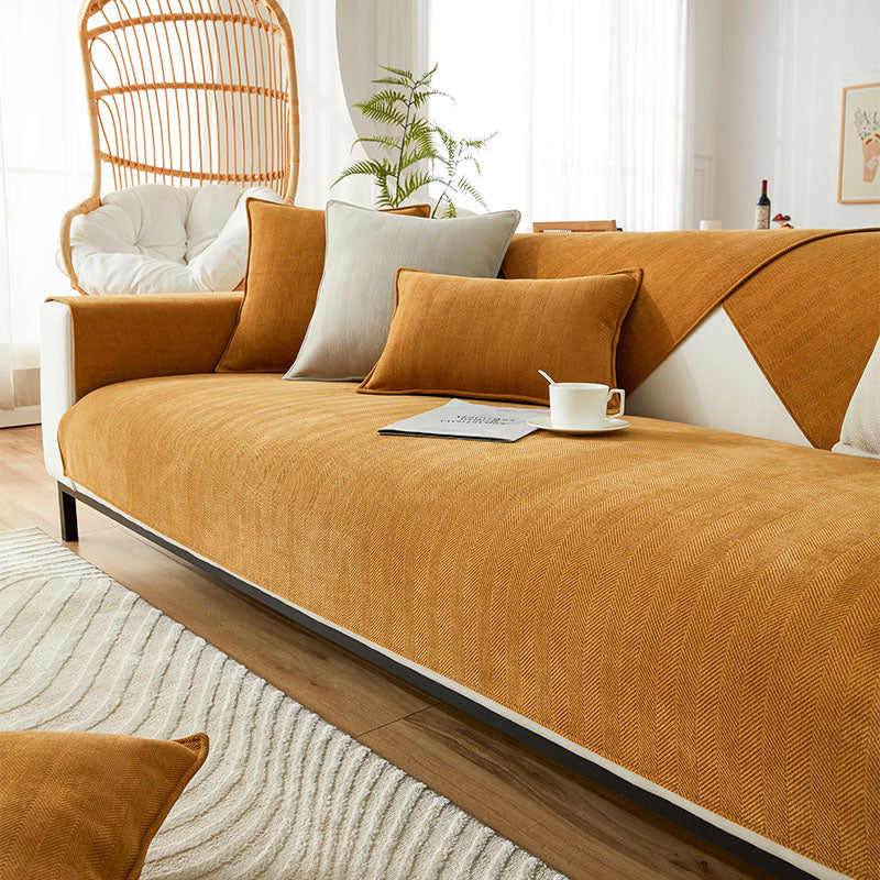 Fischgräten-Chenille Stoff Möbelschutz, Sofa Abdeckung