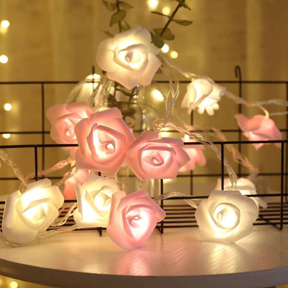 Rose Blütenlichter Lichterkette