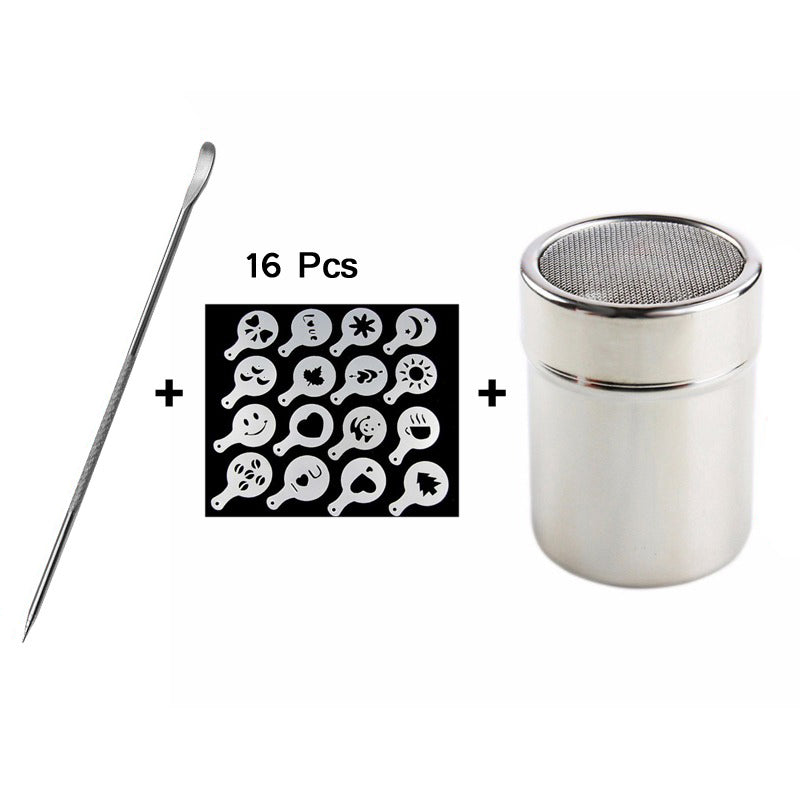 16PCS Kunststoff Cafe Schaum Vorlage Barista Schablonen Form Kaffee Kunst