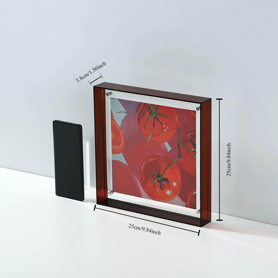 Sandsberg | Eleganter Acryl-Bilderrahmen - Transparentes minimalistisches Design für Wandkunst und Poster, 25x25cm Tischdisplay, keine Einsätze enthalten