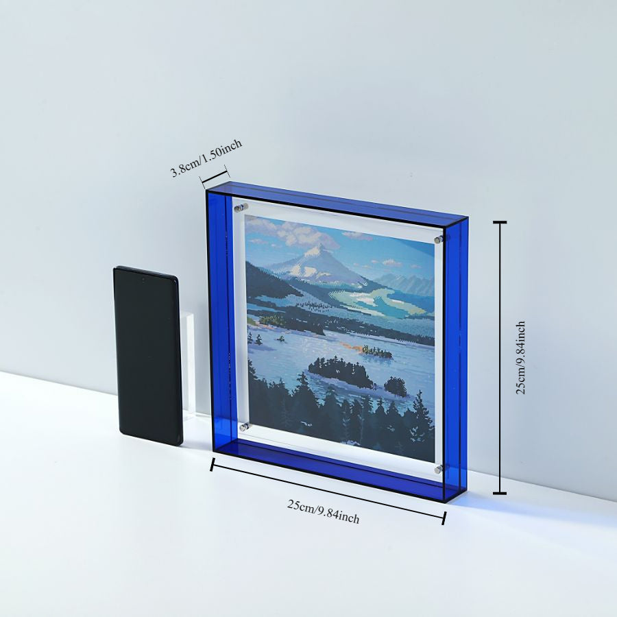 Sandsberg | Eleganter Acryl-Bilderrahmen - Transparentes minimalistisches Design für Wandkunst und Poster, 25x25cm Tischdisplay, keine Einsätze enthalten