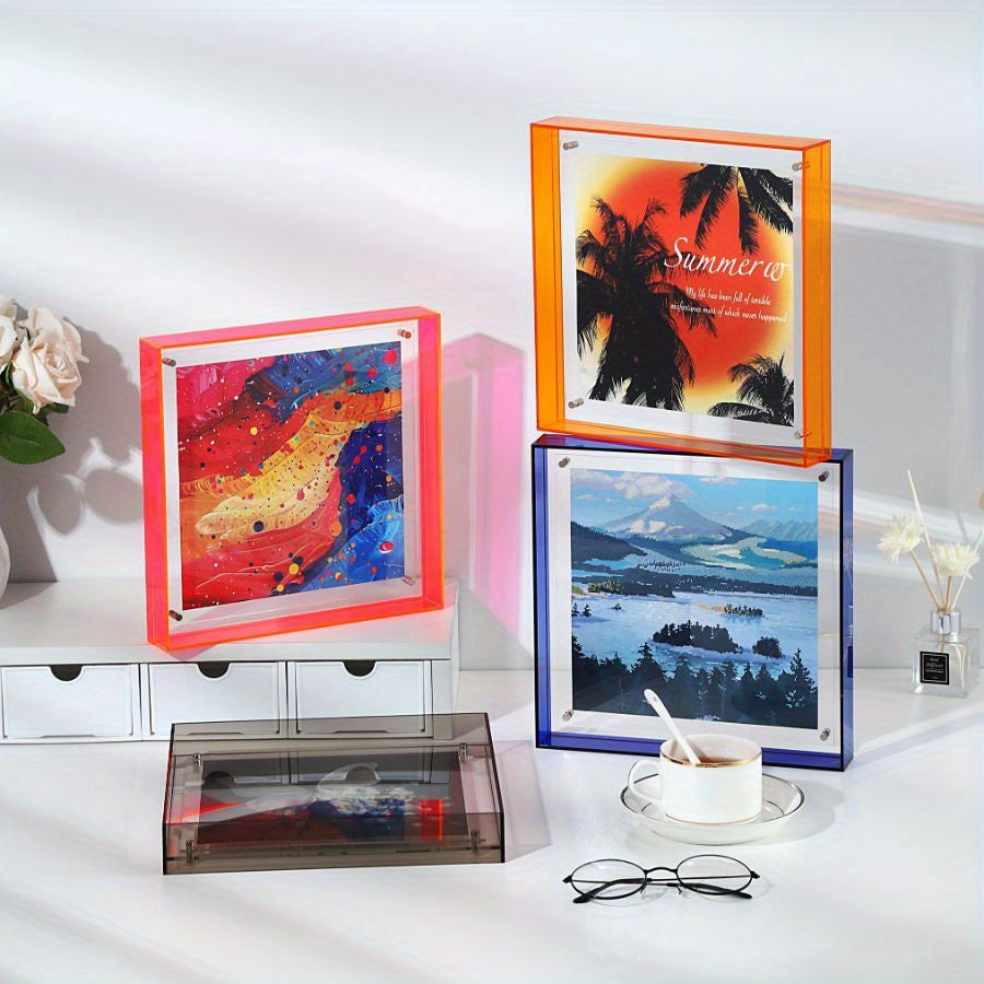 Sandsberg | Eleganter Acryl-Bilderrahmen - Transparentes minimalistisches Design für Wandkunst und Poster, 25x25cm Tischdisplay, keine Einsätze enthalten