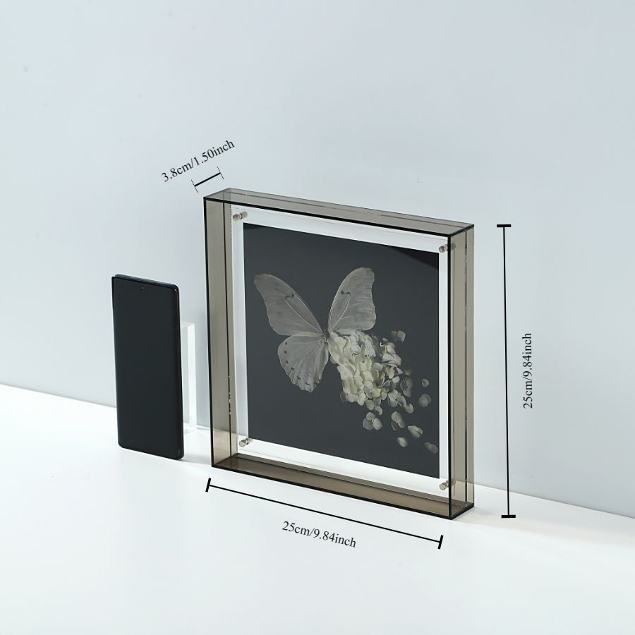 Sandsberg | Eleganter Acryl-Bilderrahmen - Transparentes minimalistisches Design für Wandkunst und Poster, 25x25cm Tischdisplay, keine Einsätze enthalten