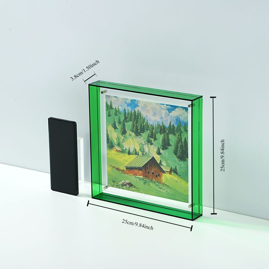 Sandsberg | Eleganter Acryl-Bilderrahmen - Transparentes minimalistisches Design für Wandkunst und Poster, 25x25cm Tischdisplay, keine Einsätze enthalten