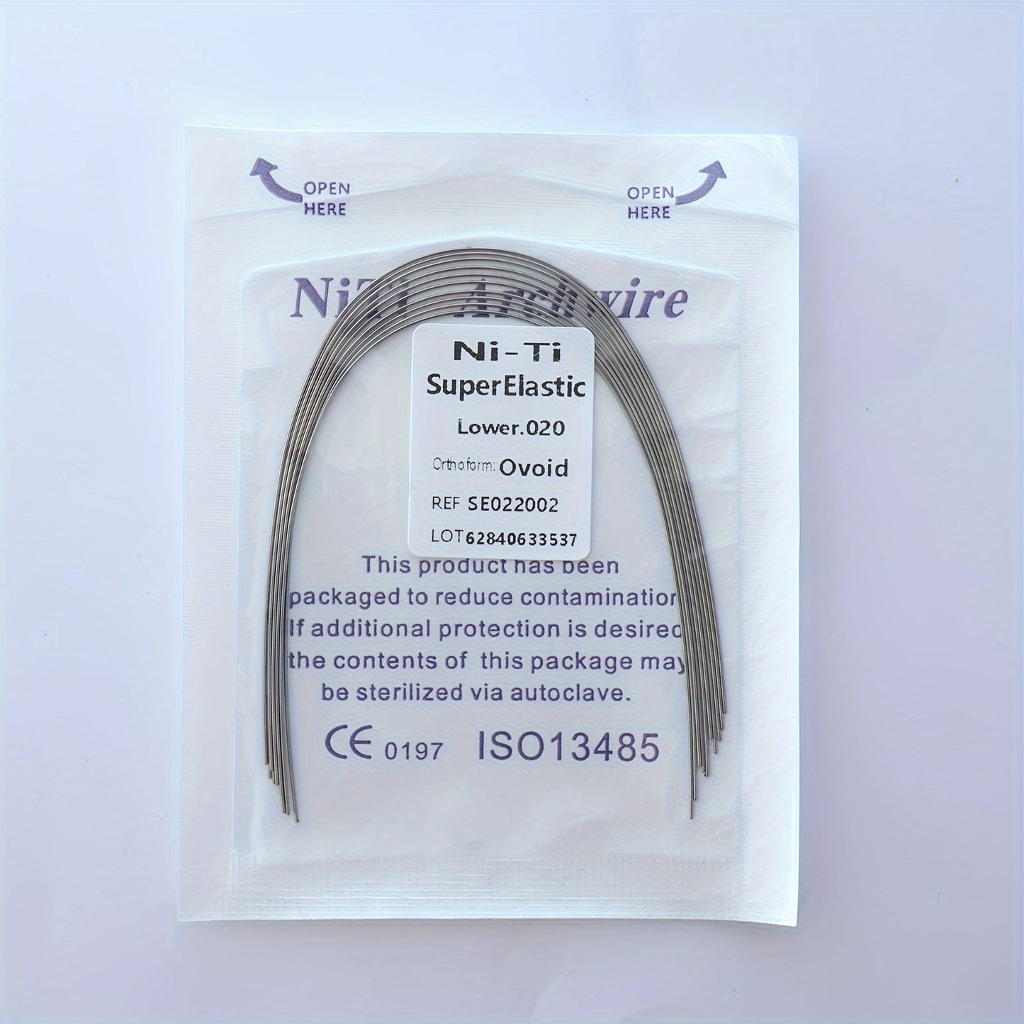 Ni-Ti Superelastische Bogen 014 Oben, 012 Unten - Ovoid Ref. S50212034, CE 0197 ISO13485 Zertifiziert