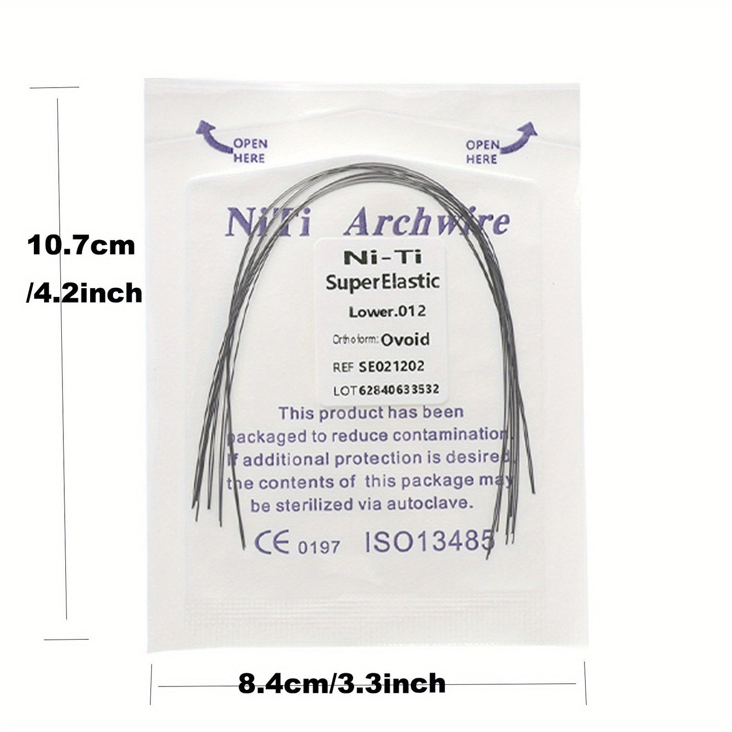 Ni-Ti Superelastische Bogen 014 Oben, 012 Unten - Ovoid Ref. S50212034, CE 0197 ISO13485 Zertifiziert