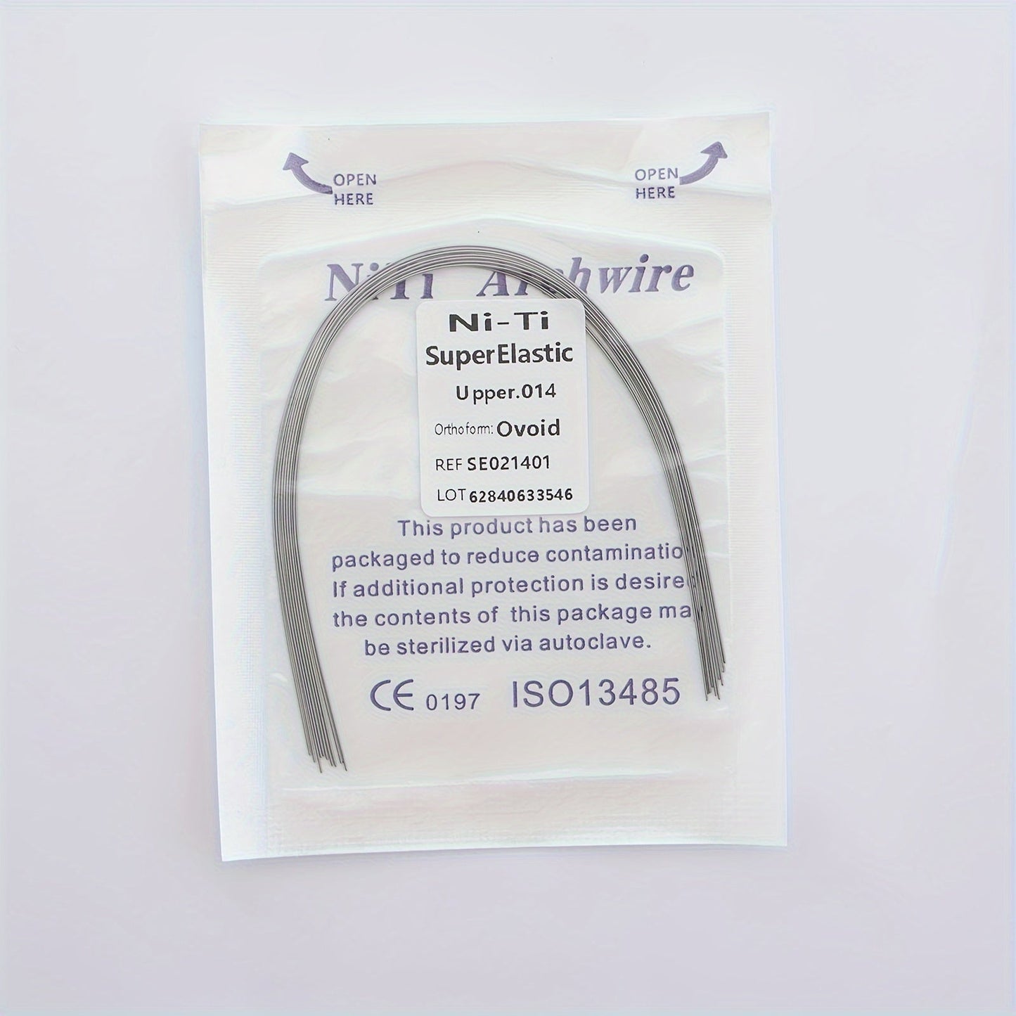 Ni-Ti Superelastische Bogen 014 Oben, 012 Unten - Ovoid Ref. S50212034, CE 0197 ISO13485 Zertifiziert