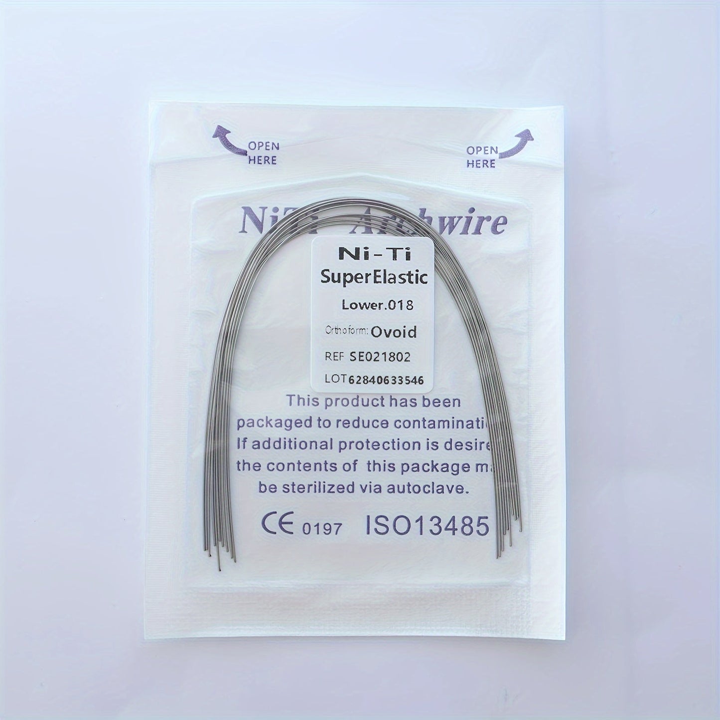 Ni-Ti Superelastische Bogen 014 Oben, 012 Unten - Ovoid Ref. S50212034, CE 0197 ISO13485 Zertifiziert
