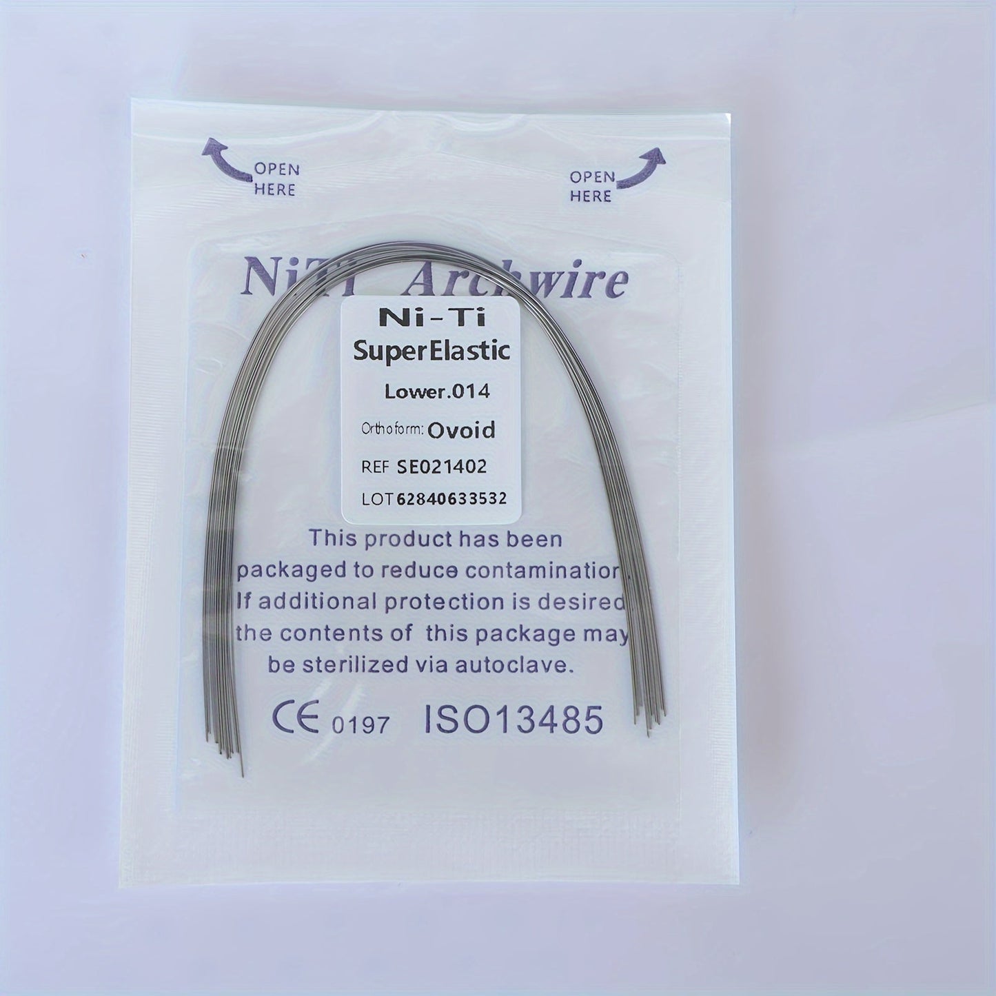 Ni-Ti Superelastische Bogen 014 Oben, 012 Unten - Ovoid Ref. S50212034, CE 0197 ISO13485 Zertifiziert
