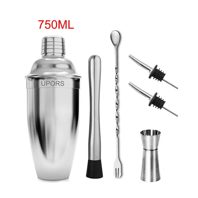 Edelstahl-Cocktailshaker mit Holzständer für Home Bar Party