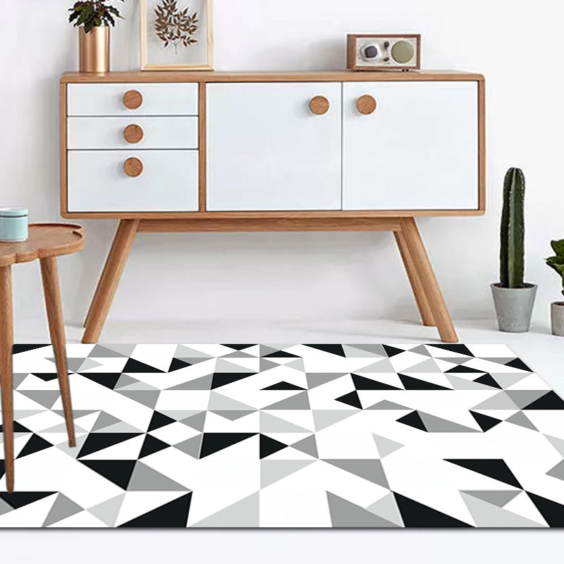 Schwarzer geometrischer Musterteppich Polyester moderner Teppich waschbar rutschfest haustierfreundlicher Teppich für das Wohnzimmer