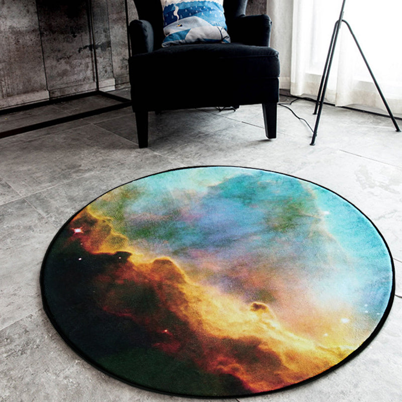 Schwarzer Galaxiemuster-Teppich Polyester Neuheitsteppich Waschbar Rutschfest Haustierfreundlicher Teppich für das Schlafzimmer