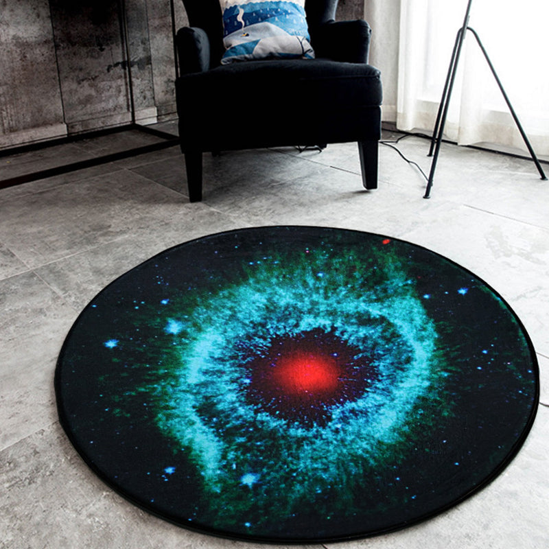 Schwarzer Galaxiemuster-Teppich Polyester Neuheitsteppich Waschbar Rutschfest Haustierfreundlicher Teppich für das Schlafzimmer