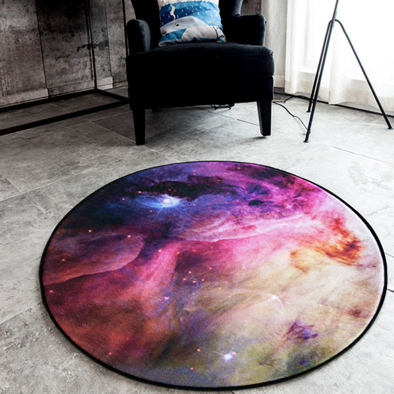 Schwarzer Galaxiemuster-Teppich Polyester Neuheitsteppich Waschbar Rutschfest Haustierfreundlicher Teppich für das Schlafzimmer
