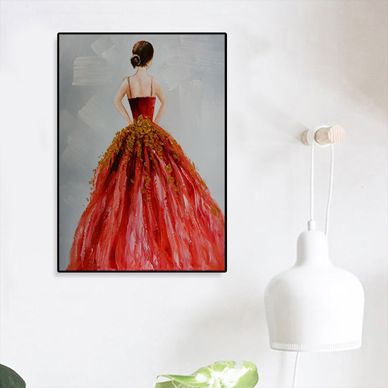 Sandsberg | Tanz Mädchen im Kleid Leinwanddruck Sanfte Farben Glam Stil Malerei für Wohnzimmer