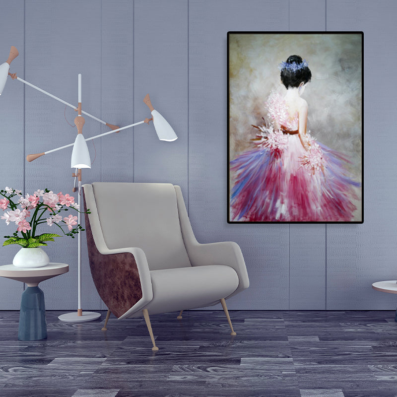 Sandsberg | Tanz Mädchen im Kleid Leinwanddruck Sanfte Farben Glam Stil Malerei für Wohnzimmer