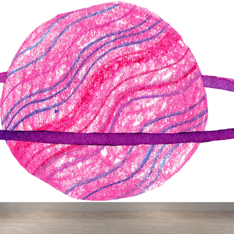 Aquarell Ringe Planet Wandbild Kinderstil Glattes Wandkunst in dunkler Farbe für Schlafzimmer